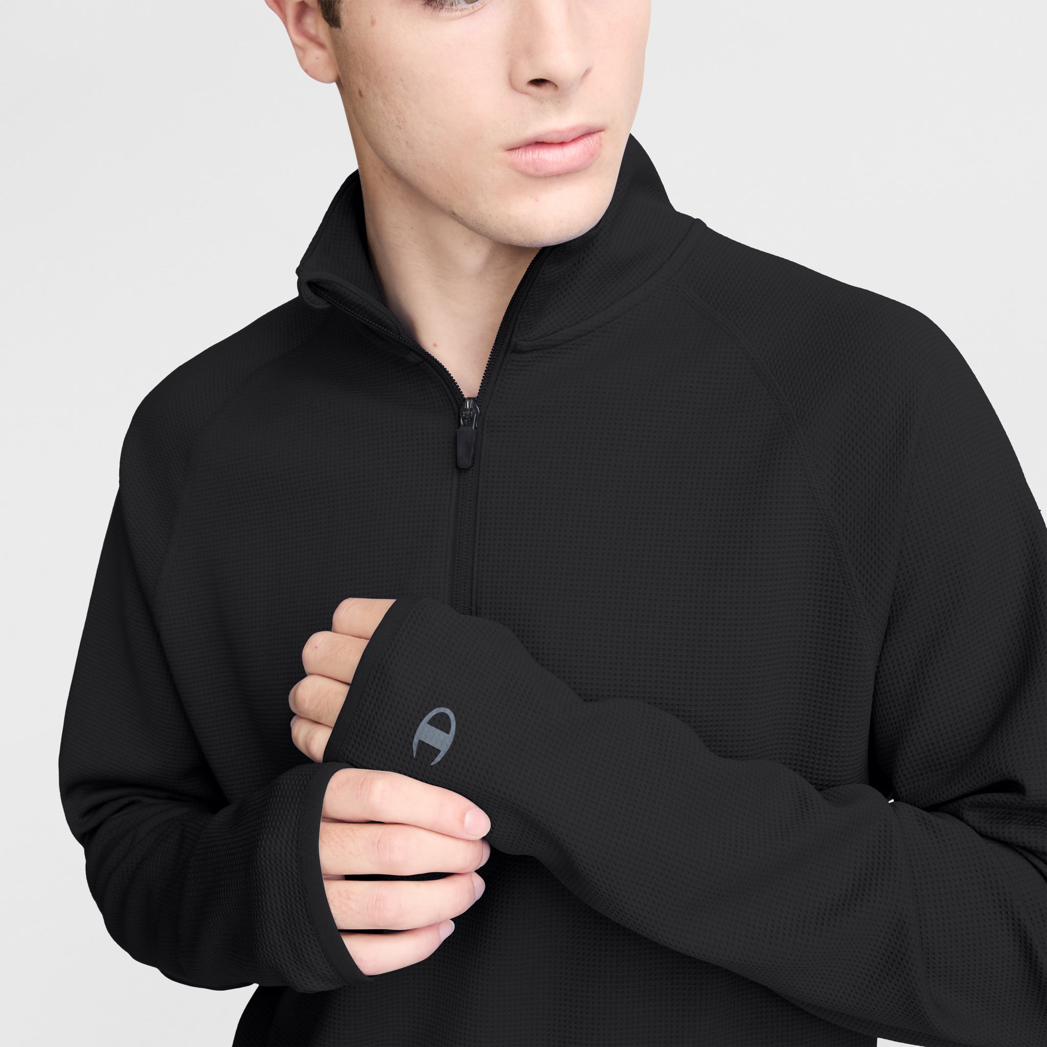 C-VPR 1/4 Zip Waffle Knit Pullover. Reflective C Logo - Image 3