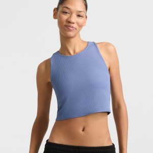 Soft Touch Ribbed Cropped Tank Top. C Logo