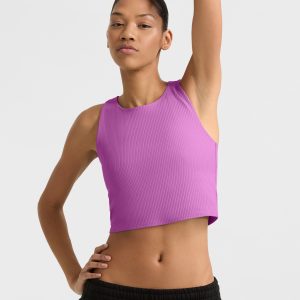 Soft Touch Ribbed Cropped Tank Top. C Logo