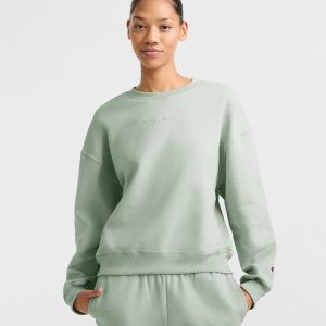 Powerblend Crewneck Sweatshirt. Embroidered Script Logo