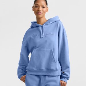 Powerblend Hoodie. Relaxed. Full Embroidered Script Logo