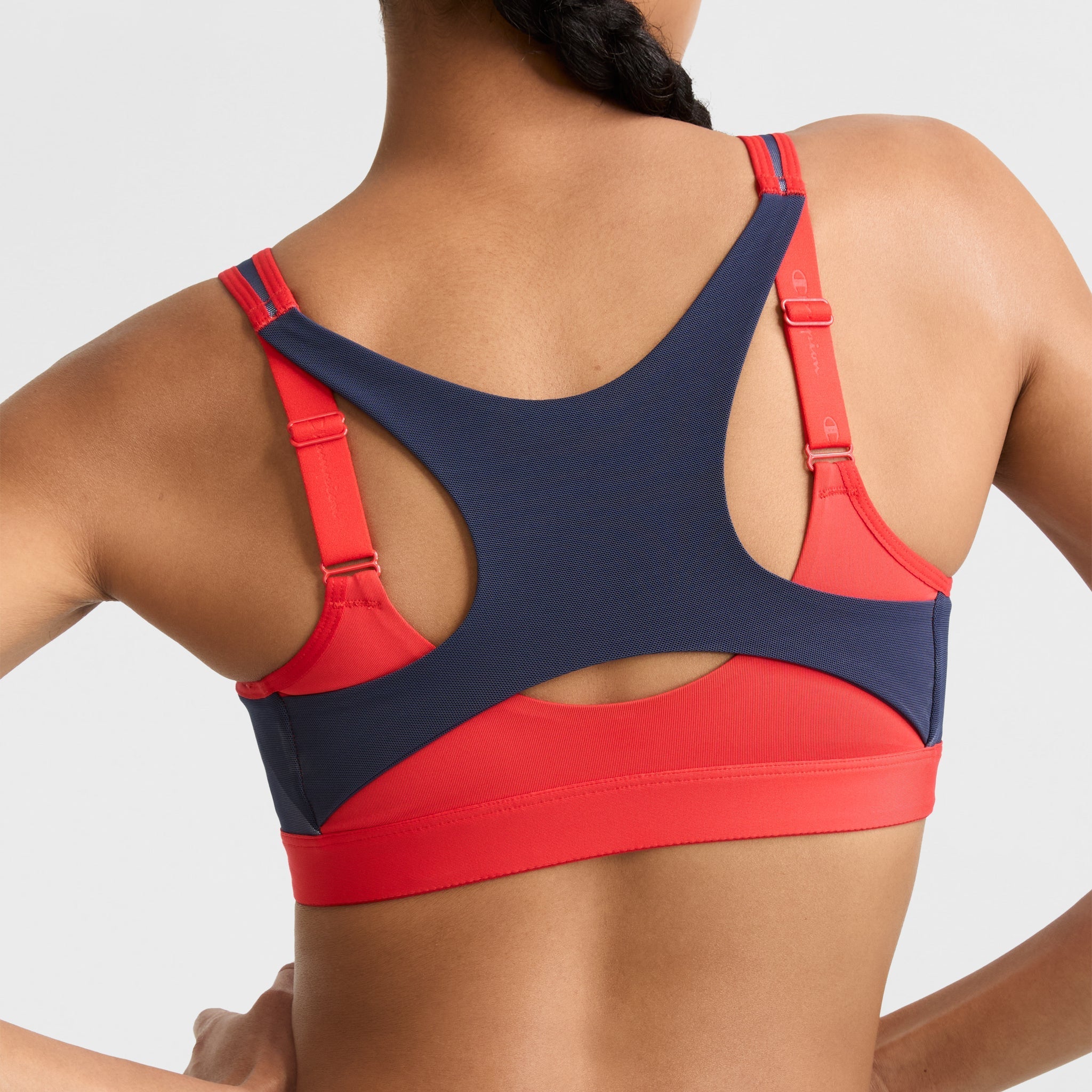 Motion Control Zip Sports Bra. Wirefree. Script Logo - Image 4