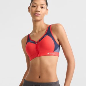 Motion Control Zip Sports Bra. Wirefree. Script Logo