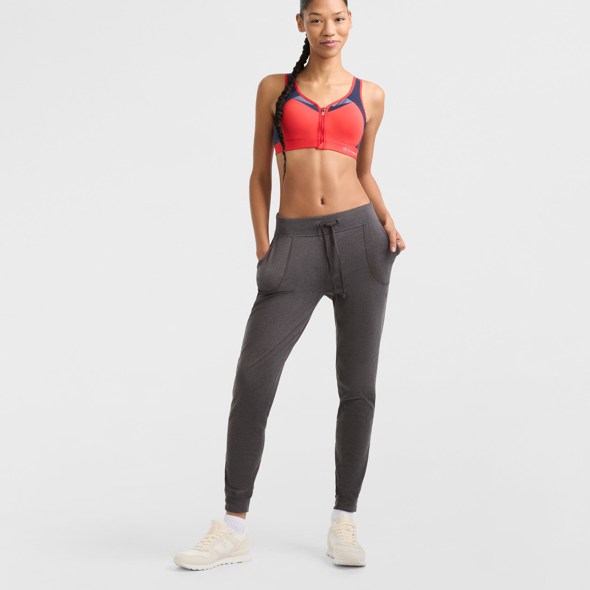 Motion Control Zip Sports Bra. Wirefree. Script Logo - Image 5